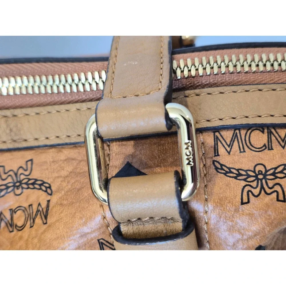 MCM Cognac Visetos Monogram Leather Satchel Crossbody Bag MWP0AVI18CO001 K7975